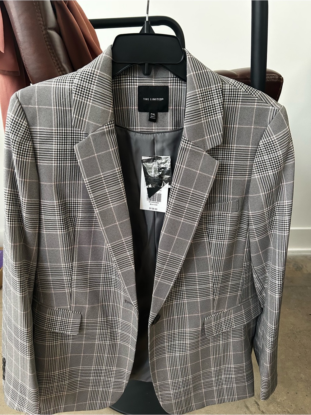 The Limited Gray Plaid Blazer - Women's Tailored Suit Jacket